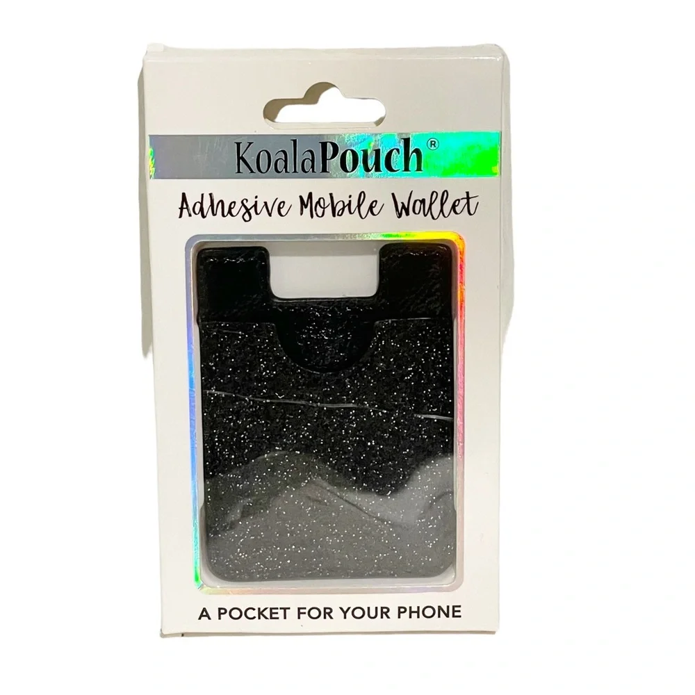 Koala Pouch Adhesive Mobile Cellphone Wallet Black Sparkle New NWT‎